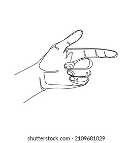 Continuous one simple single abstract line drawing of hand making sign icon in silhouette on a white background. Linear stylized.