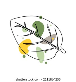 Continuous one simple single abstract line drawing of basil icon in silhouette on a white background. Linear stylized.