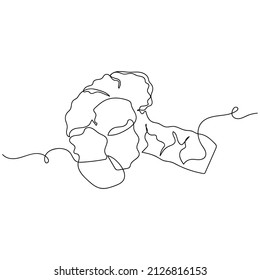 Continuous one simple single abstract line drawing of broccoli eco organic food icon in silhouette on a white background. Linear stylized.