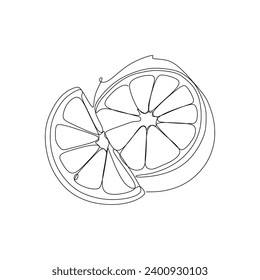 Continuous one simple single abstract line drawing of lemon icon vector illustration concept
