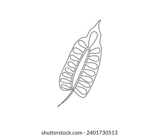 Continuous one simple single abstract line drawing of monstera leaf icon in silhouette on a white background. Linear stylized.