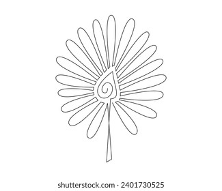 Continuous one simple single abstract line drawing of a flower icon in silhouette on a white background. Linear stylized.