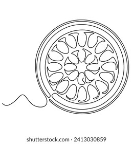 Continuous one simple single abstract line drawing icon of lemon. Linear stylized