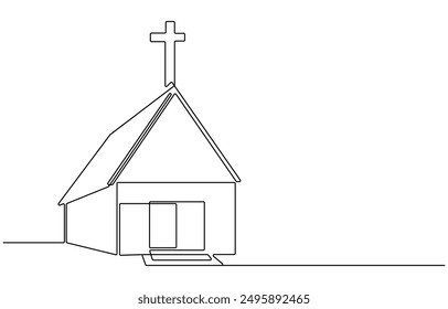 Kontinuierliche eine einfache einzelne abstrakte Linie Zeichnung der alten Kirche Ikone, Kirche einzelne kontinuierliche Linie Illustration, kontinuierliche Linie der Kirchen. einzeilige Zeichnung der Kirche, christlicher religiöser Ort 