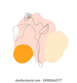 Continuous one simple single abstract line drawing flower icon in silhouette on a white background. Linear stylized.