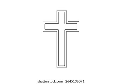 Continuous one simple single abstract line drawing of old church icon ,Church Single continuous line illustration ,  Vintage religion cathedral in editable stroke.