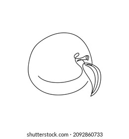 Continuous one simple single line drawing of fresh apple icon in silhouette on a white background. Linear stylized.