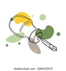 Kontinuierlich eine einfache, einzeilige Zeichnung des Crosshead Schraubenziehers Symbol in Silhouette auf weißem Hintergrund. Linear stilisiert.