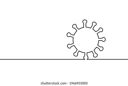 Continuous one single line art safety concept. Pandemic COVID coronavirus safe hand drawn sketch. Gloves mask epidemia pneumonia allergy white monochrome vector illustration