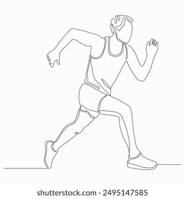 Kontinuierliche Single-Line-Art-Zeichnung eines Laufmannes schnell im Sport.