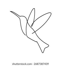 Dibujo de arte de una sola línea continua de la Ilustración vectorial de arte de línea de vuelo de pájaro