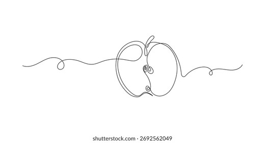 Um desenho artístico de uma única linha contínua de maçãs ícone orgânico alimento vetor