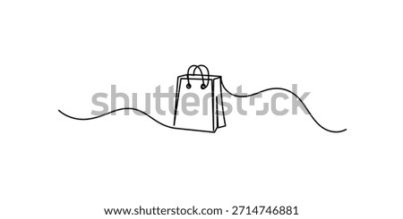 Continuous one single line art drawing Black Friday concept Doodle vector illustration.Continuous one single line shopping bag. black friday deals, 