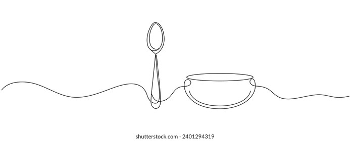 Continuo de una sola línea con cuchara