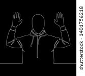 Continuous one single line drawing man surrendering icon isolated vector illustration concept