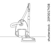 Continuous one single line drawing Vacuum cleaner icon vector illustration concept
