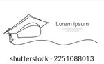 Continuous one single line drawing of Graduation Hat. Continuous line style. 