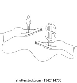 Continuous one single line drawing Business recruitment hiring vector illustration concept