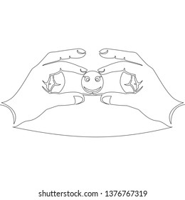 Continuous one single line drawing happy client vector illustration concept