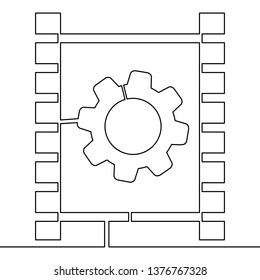 Continuous one single line drawing Video editing icon isolated vector illustration concept