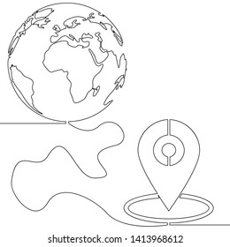Continuous one single line drawing World Travel and tourism destination vector illustration concept