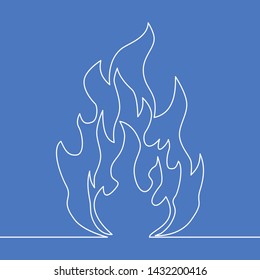 Continuous one single line drawing fire icon vector illustration concept