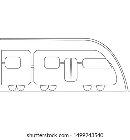 Continuous one single line drawing modern subway train icon vector illustration concept