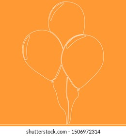 Continuous one single line drawing helium balloon icon vector illustration concept