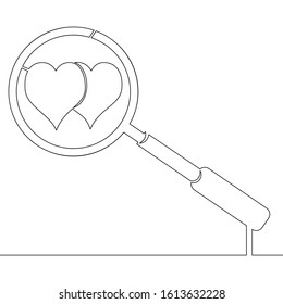 Continuous one single line drawing Search love icon vector illustration concept
