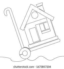Continuous one single line drawing new home purchase house icon vector illustration concept
