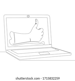 Continuous one single line drawing Likes recommend icon vector illustration concept