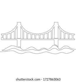 Continuous one single line drawing Bridge icon vector illustration concept