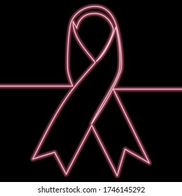 Continuous one single line drawing ribbon icon neon glow vector illustration concept