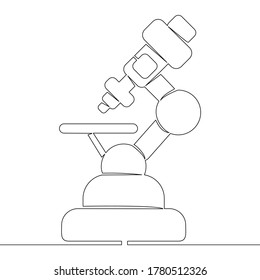 Continuous one single line drawing scientific microscope icon vector illustration concept
