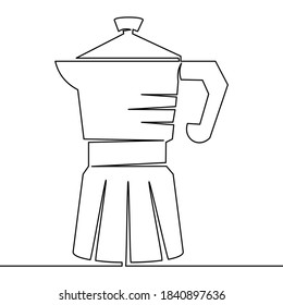 Continuous one single line drawing geyser coffee maker icon vector illustration concept