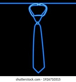 Continuous one single line drawing Necktie icon neon glow vector illustration concept