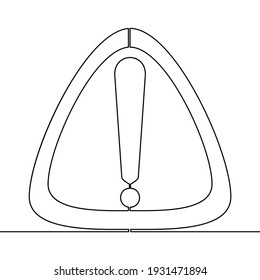 Continuous one single line drawing Warning sign icon vector illustration concept