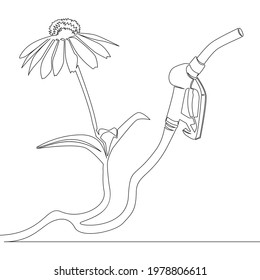 Continuous one single line drawing ecological fuel icon vector illustration concept