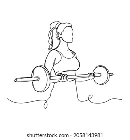 Continuous one single line drawing of healthy lifestyle gymnastic sport woman in silhouette on a white background. Linear stylized.