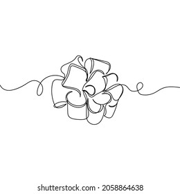 Un contínuo dibujo de una sola línea de navidad se inclina en silueta sobre un fondo blanco. Linear estilizado.
