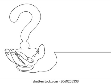 Continuous one single line drawing Hand holding question mark icon vector illustration concept