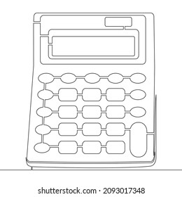 Continuous one single line drawing Calculator icon vector illustration concept