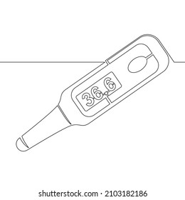 Continuous One Single Line Drawing Thermometer Medical Equipment Icon Vector Illustration Concept