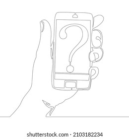 Continuous one single line drawing smartphone and Question mark icon vector illustration concept