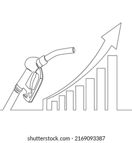 Continuous one single line drawing rise in gasoline prices fuel crisis increase cost oil icon vector illustration concept