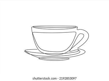 Continuous one single line drawing of Cup of tea