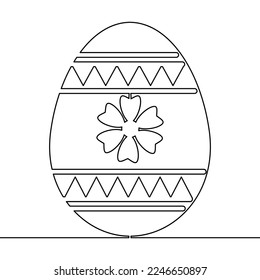 Continuous one single line drawing Easter Egg in shell Easter holidays icon vector illustration concept