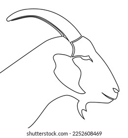 Continuous one single line drawing Goat head Capricorn icon vector illustration concept