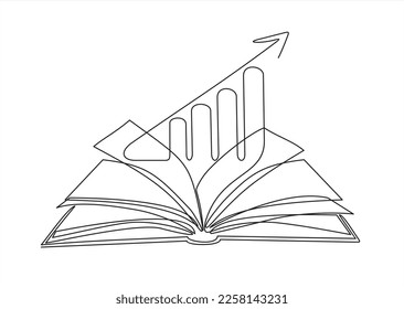 Continuous one single line drawing of Business Infographic With Open Book Learning Style