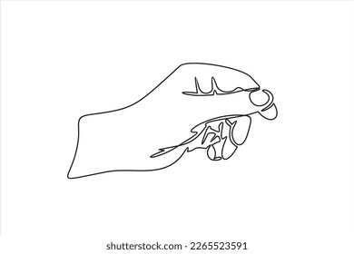 un solo plano continuo de la mano haciendo gesto mientras se recoge del suelo pequeña cantidad de algo de vista lateral, la mano mostrando o sosteniendo algo.Mano midiendo elementos invisibles 